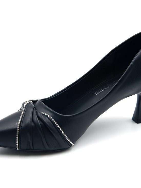 Women's Black Dress Shoes With Rhinestone Strap Stiletto Pointed Toe High Heels - Picture 2 of 6